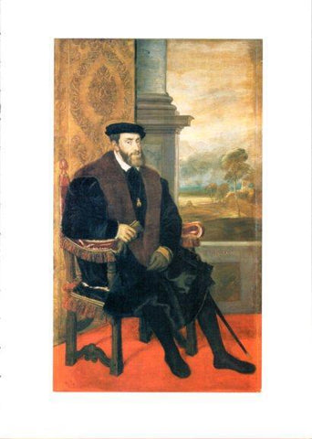 LAMINA V25695: Emperador Carlos V por Ticiano