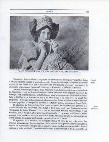 LAMINA V25609: Foto dedicada por Ana Pavlova a Zig-Zag