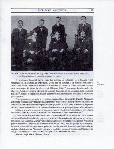 LAMINA V25627: Cuarto Ministerio marzo 1922, Chile