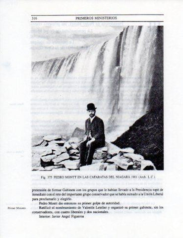LAMINA V25401: Pedro Montt en las cataratas del Niagara