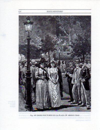 LAMINA V25318: Paseo nocturno en Plaza de Armas, Santigo