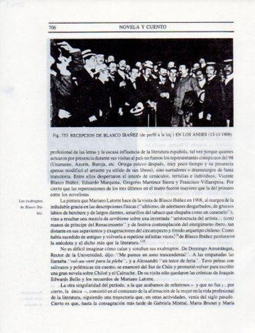 LAMINA V25563: Recepcion de Blasco Ibañez en Los Andes 1909