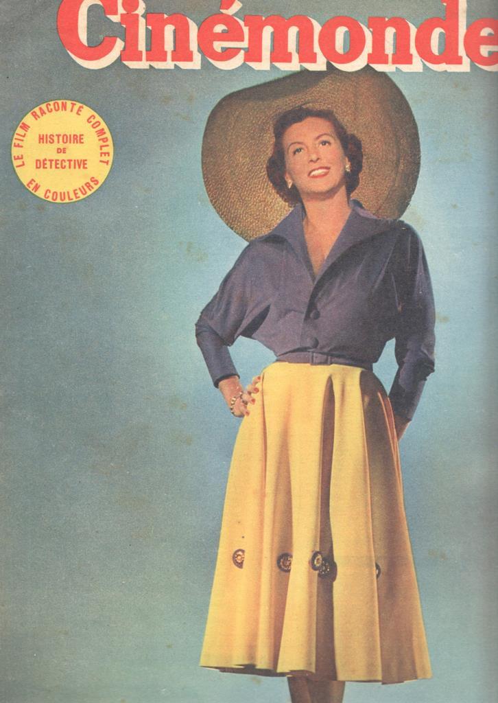 Revista Cinemonde num. 939: Le film raconte complet histoire de detective - Portada: Renee Saint-cry, mannequin de haute couture . Contraportada: Historie de detective, Kirk Douglas, Eleanor Parker, William Benedix