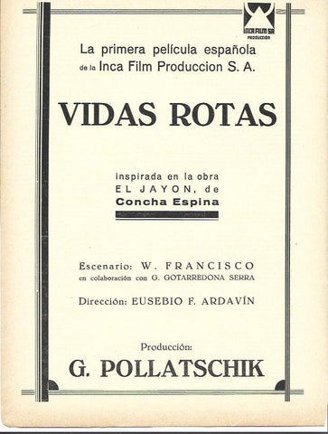 LAMINA 34129: Publicidad de la pelicula Vidas Rotas