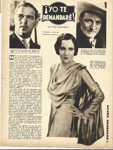 LAMINA 34116: Douglas Fairbanks, Gloria Swanson y Tom Mix