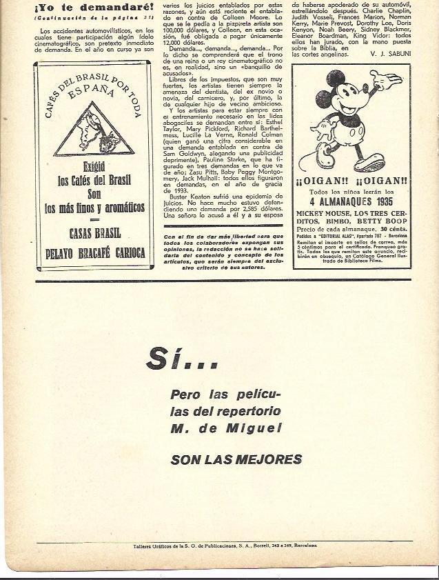 LAMINA 34133: Publicidad de Cafes de Brasil y almanaques de Mickey Mouse