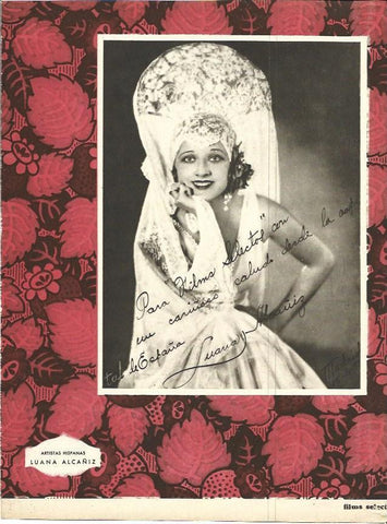 LAMINA 34151: Juana Alcañiz con dedicatoria y autografo para Films