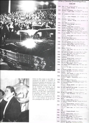 LAMINA 34072: Lista de premios Oscar de 1928 a 1964