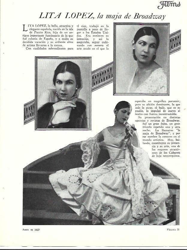 LAMINA 34087: Lita Lopez, la maja de Broadway