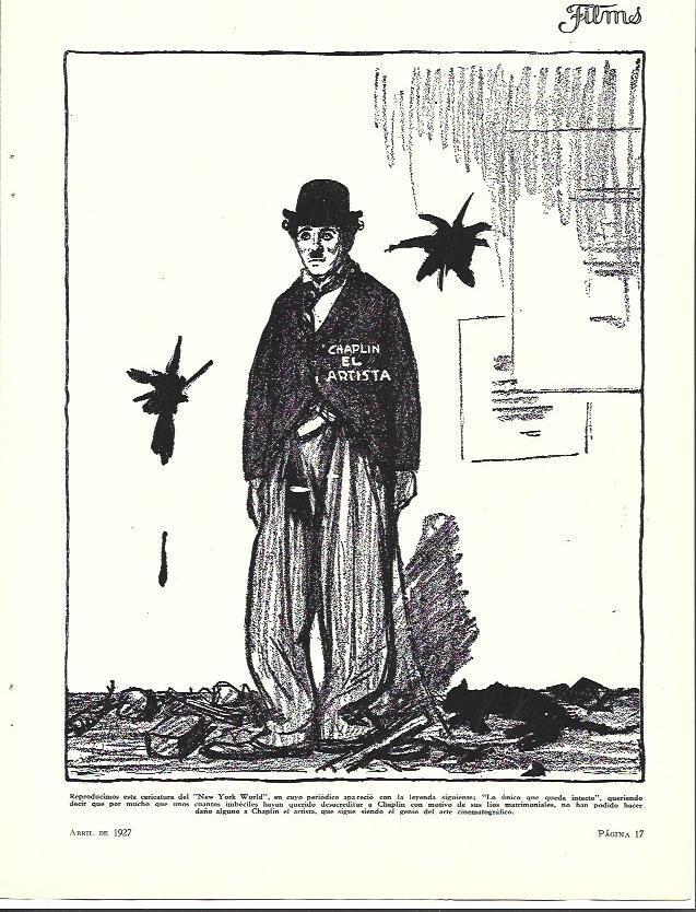 LAMINA 34082: Reproduccion de caricatura de Charles Chaplin del New York Times