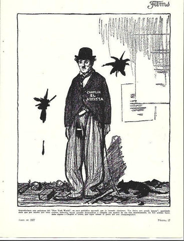 LAMINA 34082: Reproduccion de caricatura de Charles Chaplin del New York Times