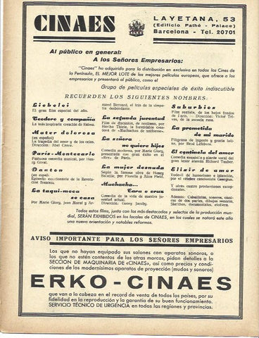 LAMINA 34164: Estrenos de la sala Cinaes de Barcelona