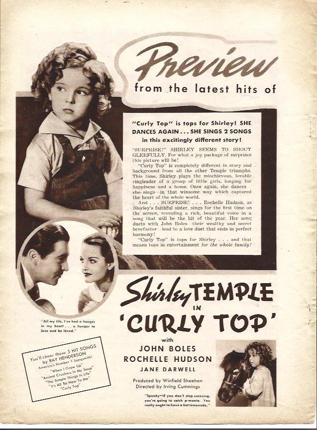 LAMINA 34169: Shirley Temple en publicidad de Curly Top