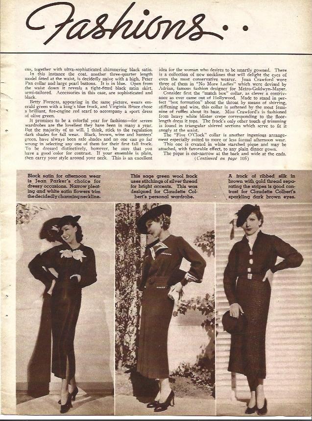 LAMINA 34199: Vestidos para Jean Parker y Claudette Colbert 