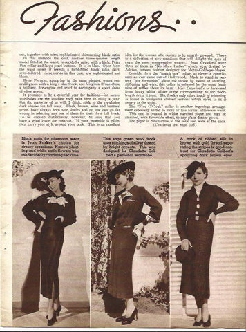 LAMINA 34199: Vestidos para Jean Parker y Claudette Colbert 