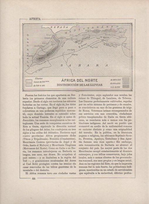 LAMINA V27833: Mapa de la distribucion de las lluvias en Africa del Norte