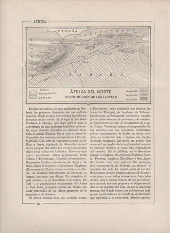 LAMINA V27833: Mapa de la distribucion de las lluvias en Africa del Norte