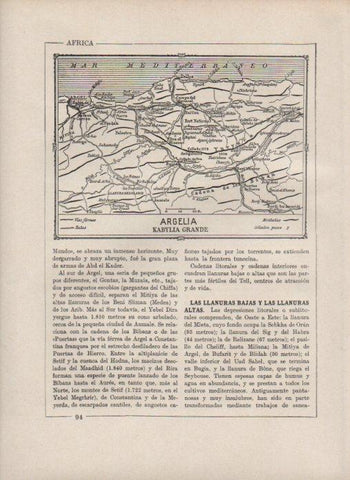 LAMINA V27834: Mapa de Kabylia Grande en Argelia
