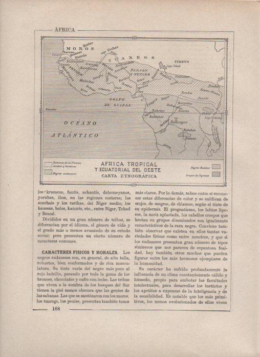 LAMINA V27835: Mapa de Africa tropical y Ecuatorial carta etnografica