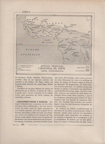 LAMINA V27835: Mapa de Africa tropical y Ecuatorial carta etnografica