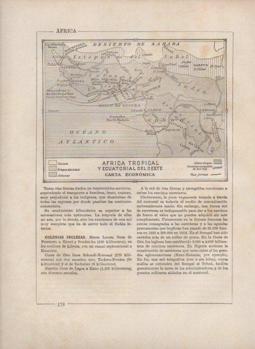 LAMINA V27842: Mapa Africa tropical y Ecuatorial del oeste carta economica