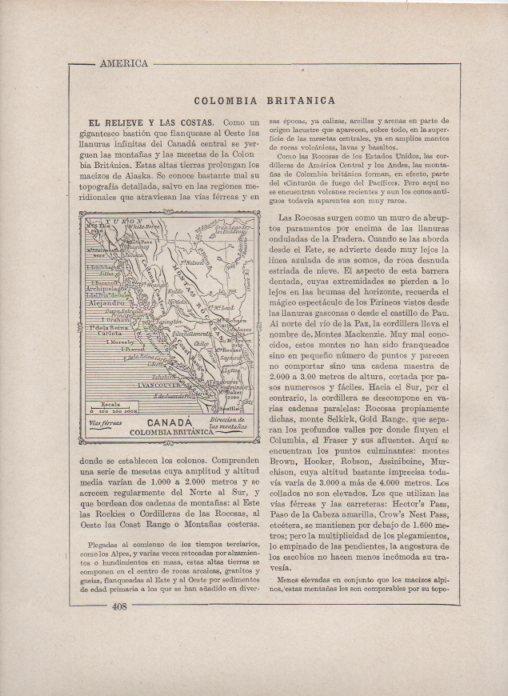 LAMINA V27849: Mapa de la Columbia Britanica de Canada