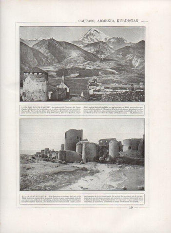 LAMINA V27807: Vista del Monte Kasbek y La Gran Muralla de Ani