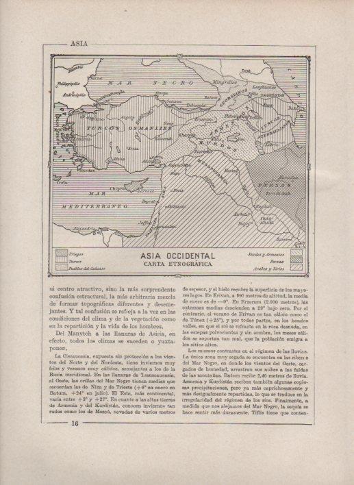 LAMINA V27808: Mapa de Asia Occidental carta etnografica