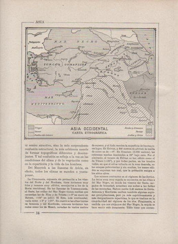 LAMINA V27808: Mapa de Asia Occidental carta etnografica