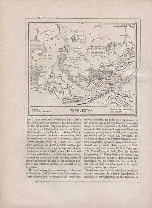 LAMINA V27809: Mapa de Turquestan zonas de cultivo y ferrocarriles