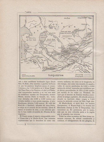 LAMINA V27809: Mapa de Turquestan zonas de cultivo y ferrocarriles
