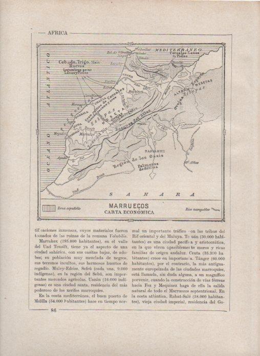 LAMINA V27816: Mapa de Marruecos carta economica