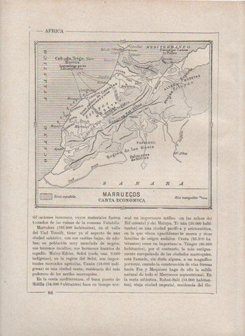 LAMINA V27816: Mapa de Marruecos carta economica