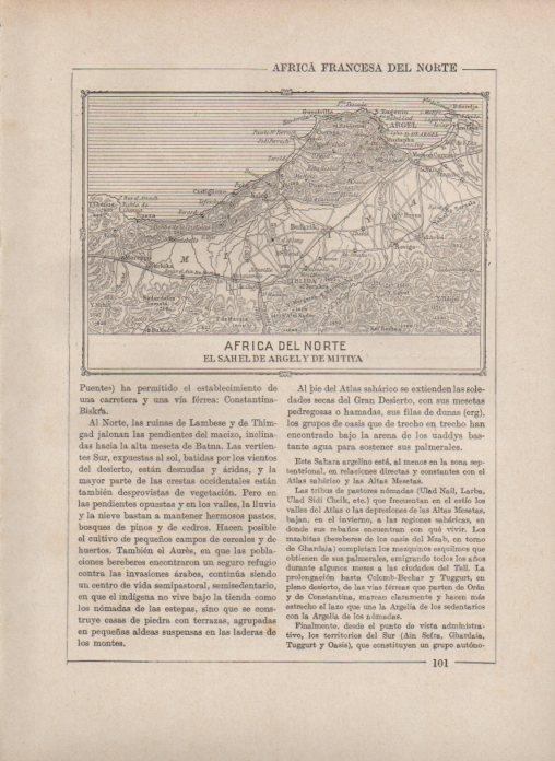 LAMINA V27818: Mapa de El Sahel de Argel y de Mitiya, Africa del Norte