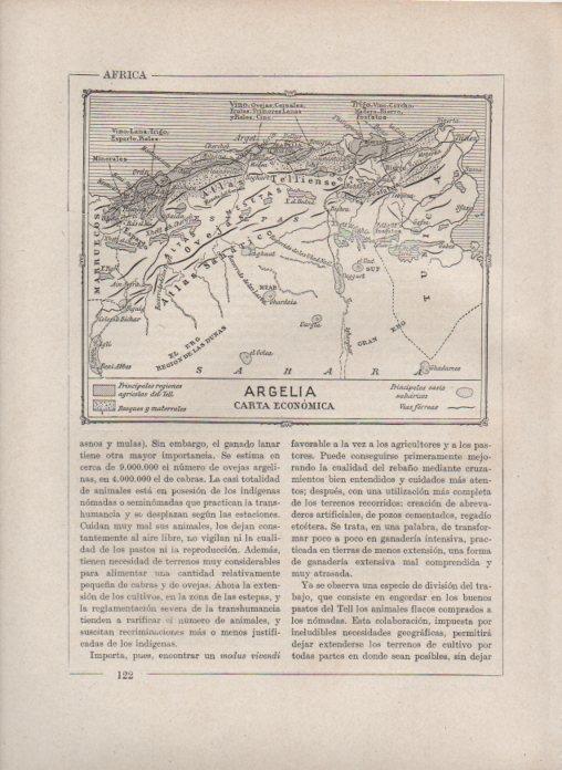 LAMINA V27824: Mapa de Argelia carta economica