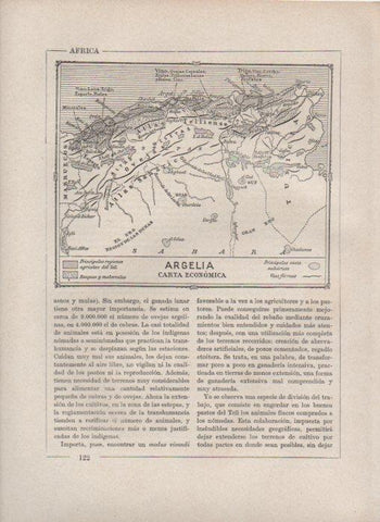 LAMINA V27824: Mapa de Argelia carta economica