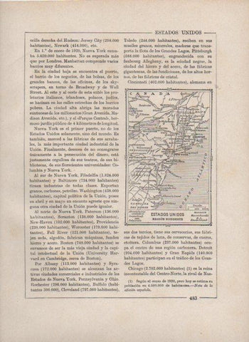 LAMINA V27895: Mapa de la region nordeste de Estados Unidos
