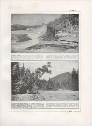 LAMINA V27898: Lago San Lorenzo y pescadores de salmones en Las Laurentidas, Canada