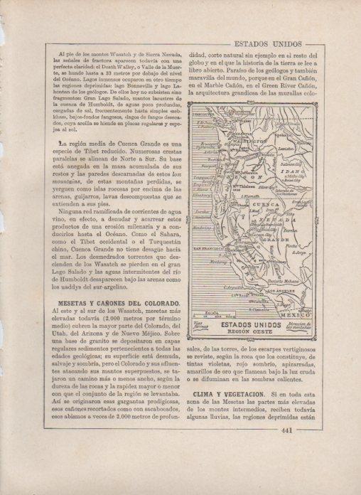 LAMINA V27901: Mapa region oeste de los Estados Unidos