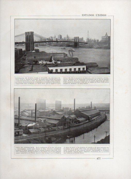 LAMINA V27911: Vistas del puente de Brooklyn y Pittsburgh