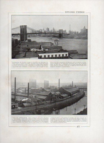 LAMINA V27911: Vistas del puente de Brooklyn y Pittsburgh
