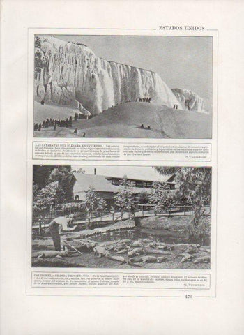 LAMINA V27912: Cataratas del Niagara en invierno y granja de caimanes en California