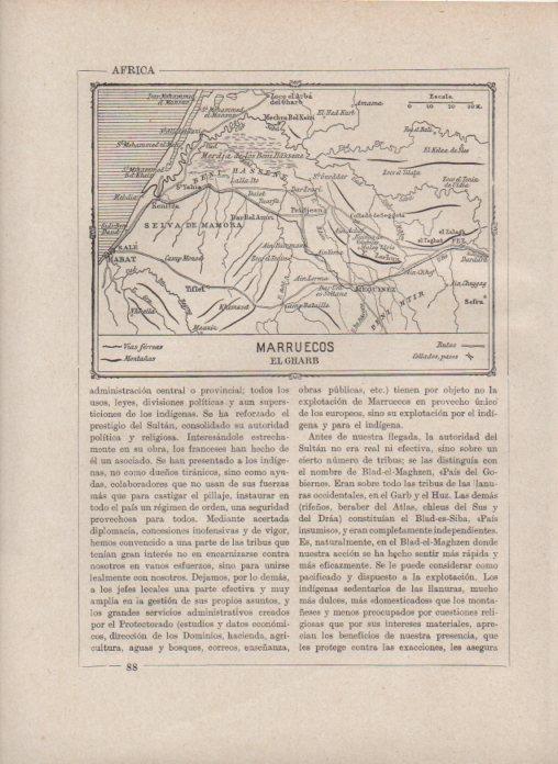 LAMINA V27915: Mapa de El Gharb, Marruecos