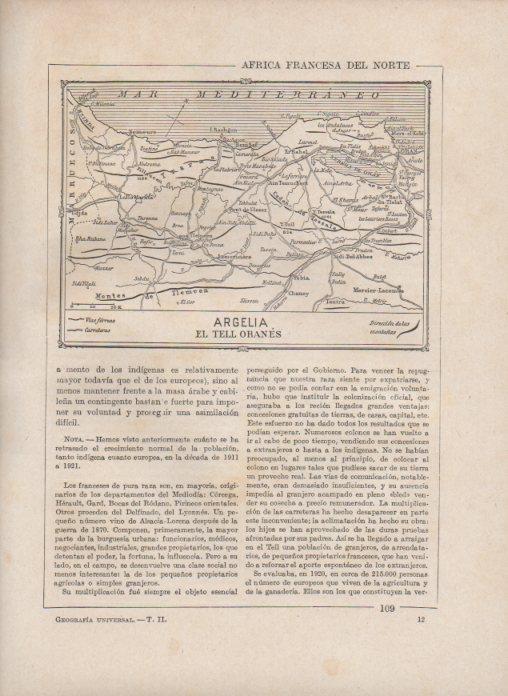 LAMINA V27917: Mapa de El Tell Oranes, Argelia