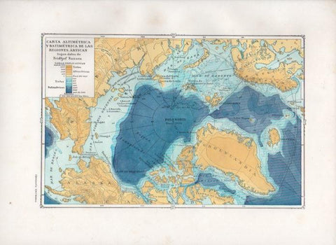 LAMINA V27888: Carta altimetrica y batimetrica de las regiones articas según F. Nansen