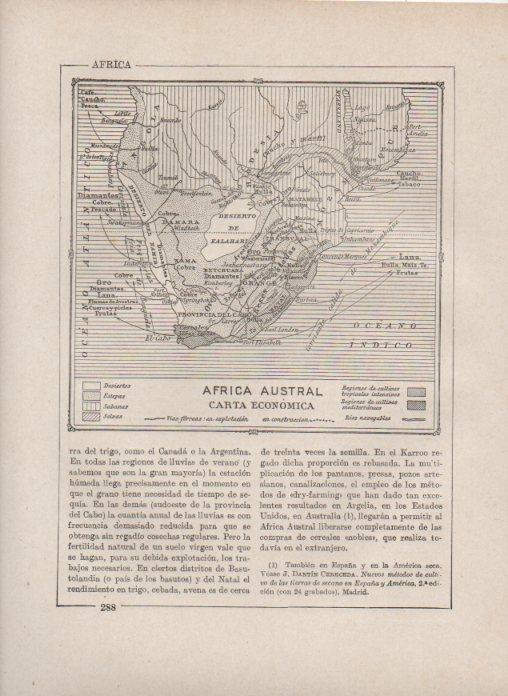 LAMINA V27871: Mapa de Africa austral carta economica