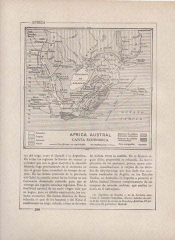 LAMINA V27871: Mapa de Africa austral carta economica