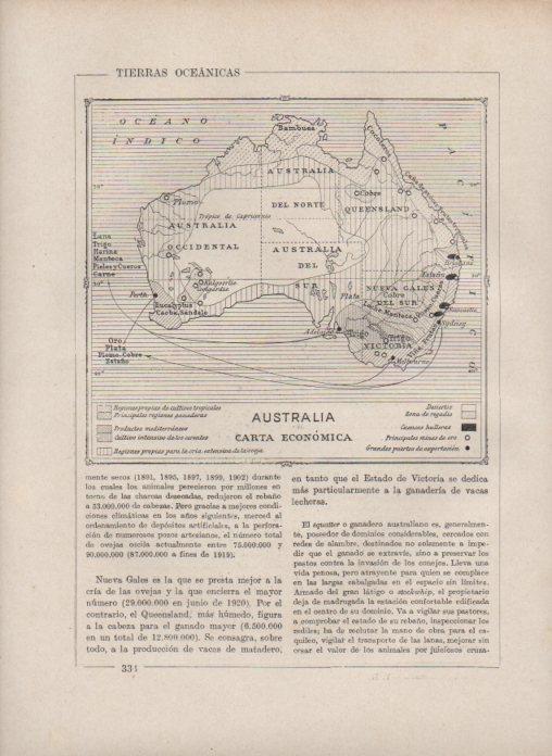LAMINA V27876: Mapa economico de Australia