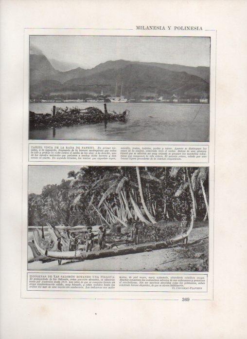 LAMINA V27881: La Rada de Papeiti en Tahiti e Indigenas de Las Salomon