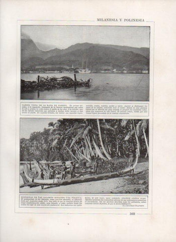LAMINA V27881: La Rada de Papeiti en Tahiti e Indigenas de Las Salomon